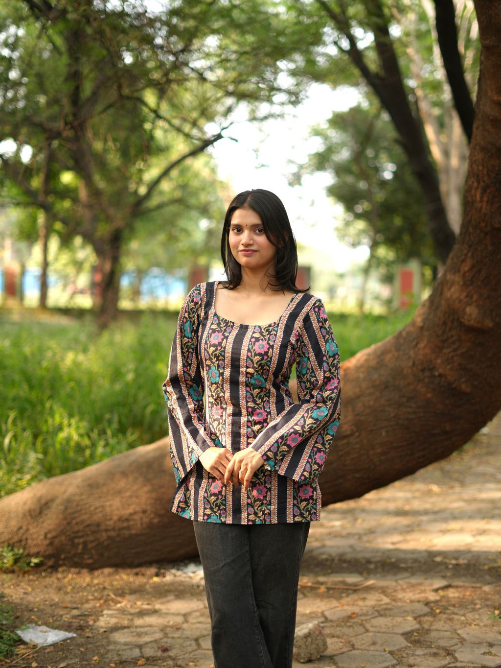Midnight Bloom Short Kurti