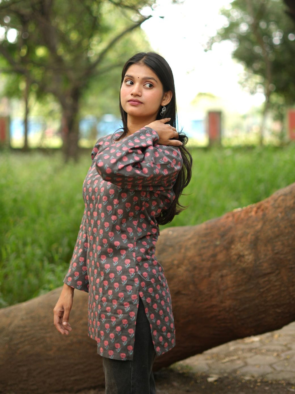 Flared Sleeve Printed Tunic