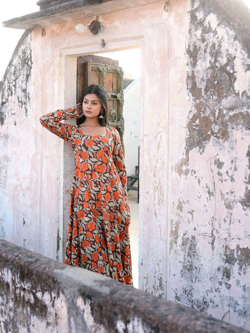 Rangrez Phool Handblock Cotton Kameez