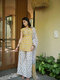 Stuti Yellow & White Three Piece Straight Set