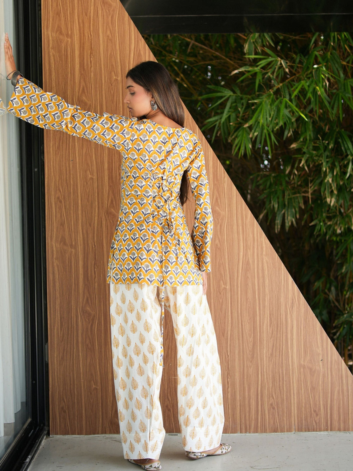 Kanak Yellow & White Two Piece Farshi Set