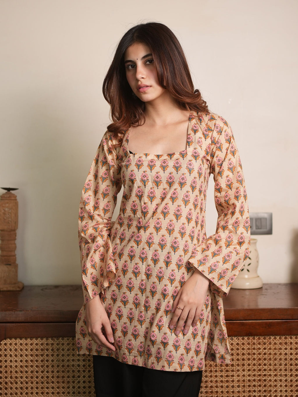 Diya Handblock Cotton Short Kurti