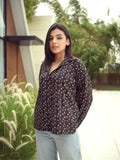 Alizeh Oversized Shirt for Women - Black Bagru Print Cotton Shirt