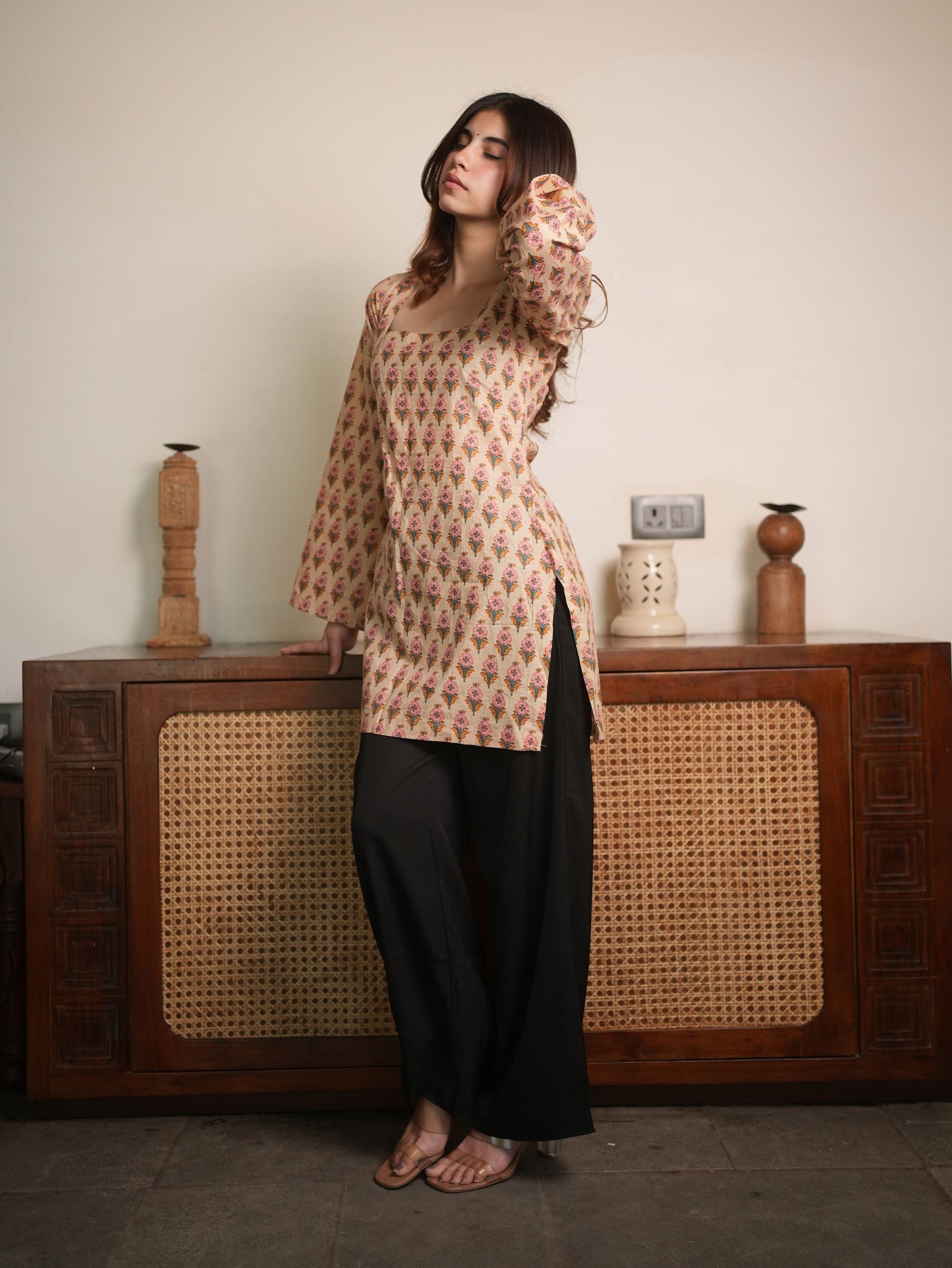 Diya Handblock Cotton Short Kurti