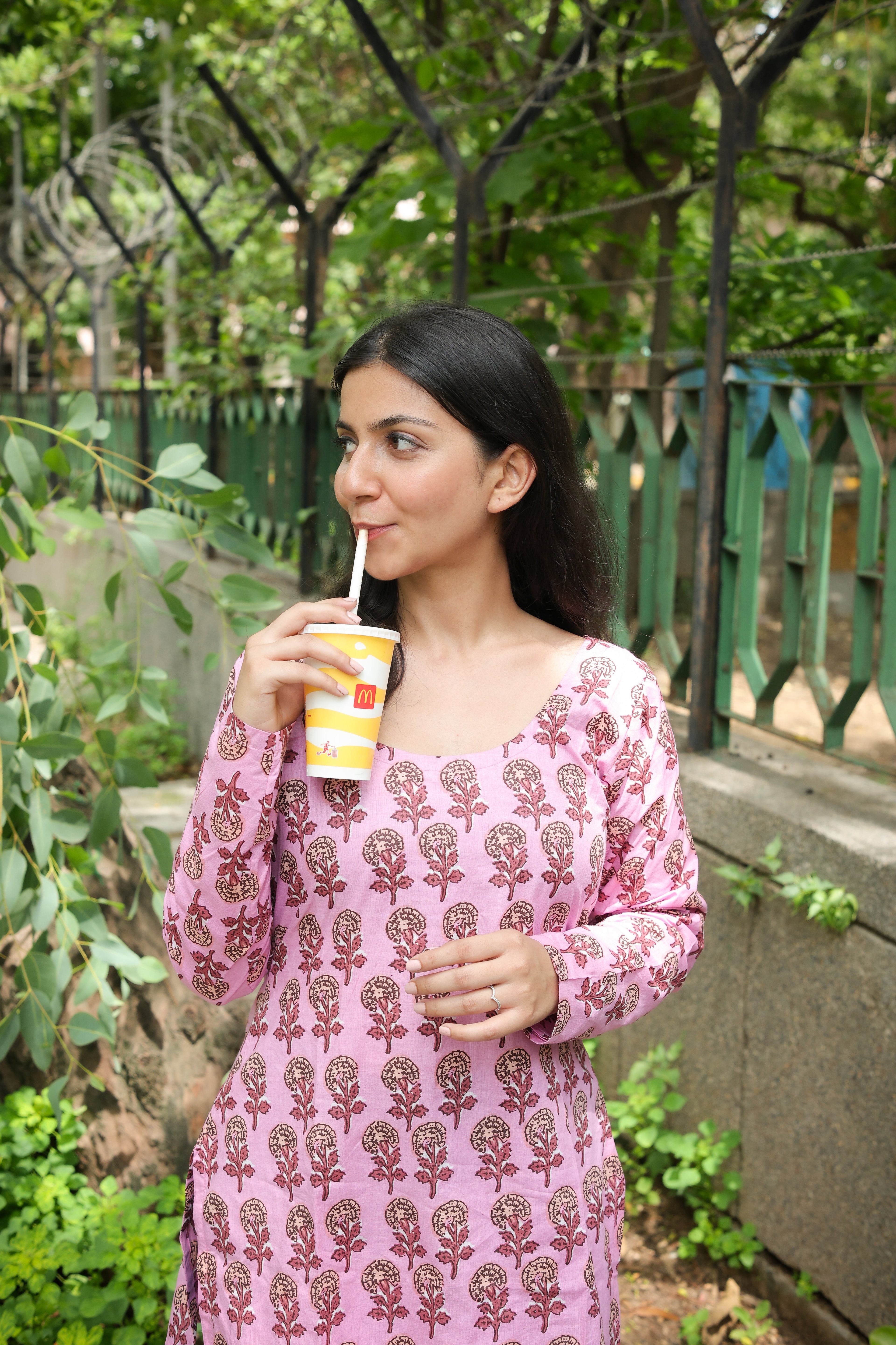 Savera Closed Back Pink Short Kurti