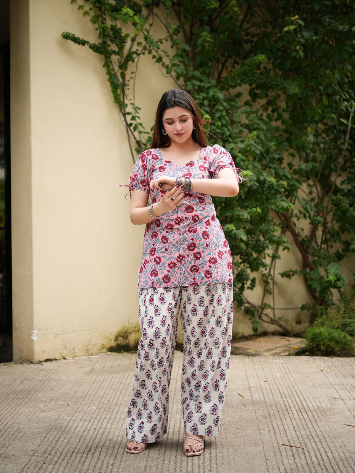 Gulshan Pink & White Three Piece Farshi Set