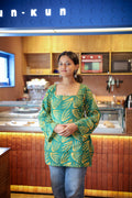 Zaaru Square Neck Green Short Kurti