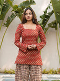 Berry Bloom Rust Short Kurti