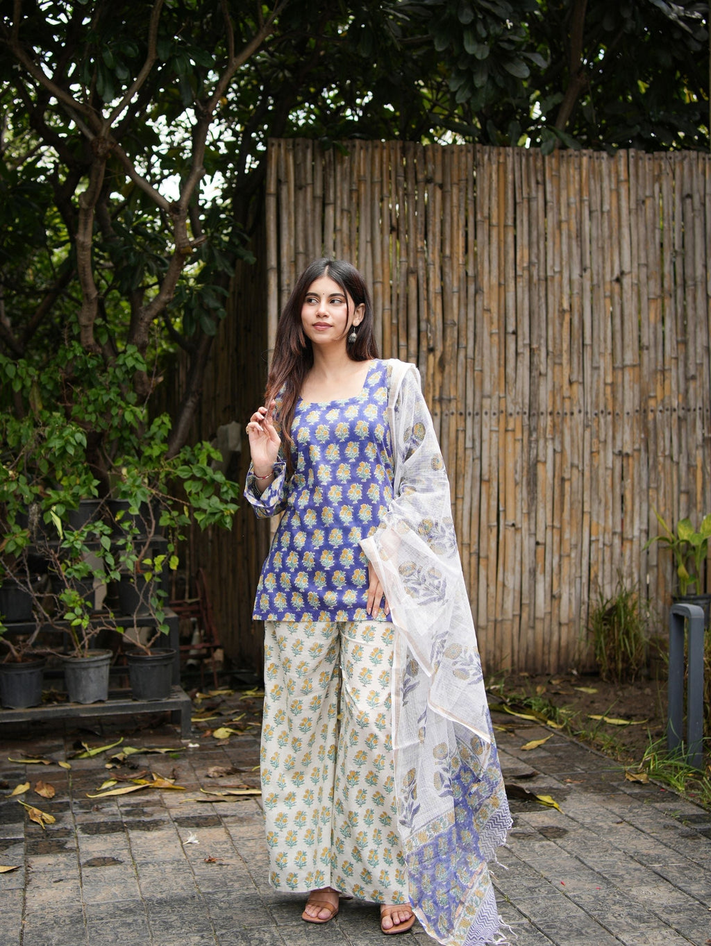 Avika Blue & White 3 Piece Y2K Set