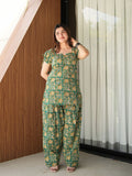 Virsa Green Handblock Cotton Two Piece Farshi Set