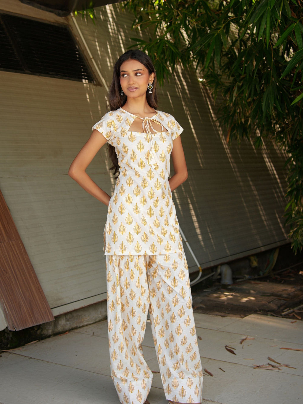 Kashish White & Yellow Two Piece Farshi Set
