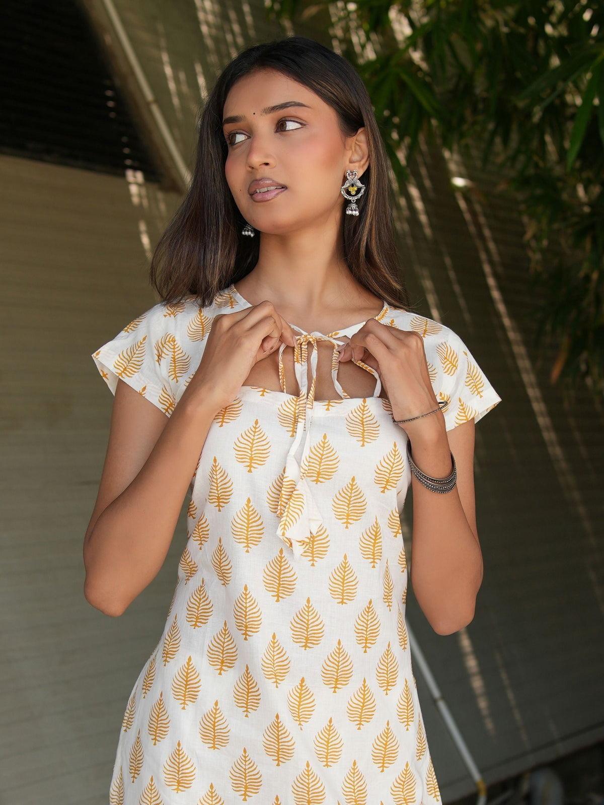 Kashish White & Yellow Two Piece Farshi Set