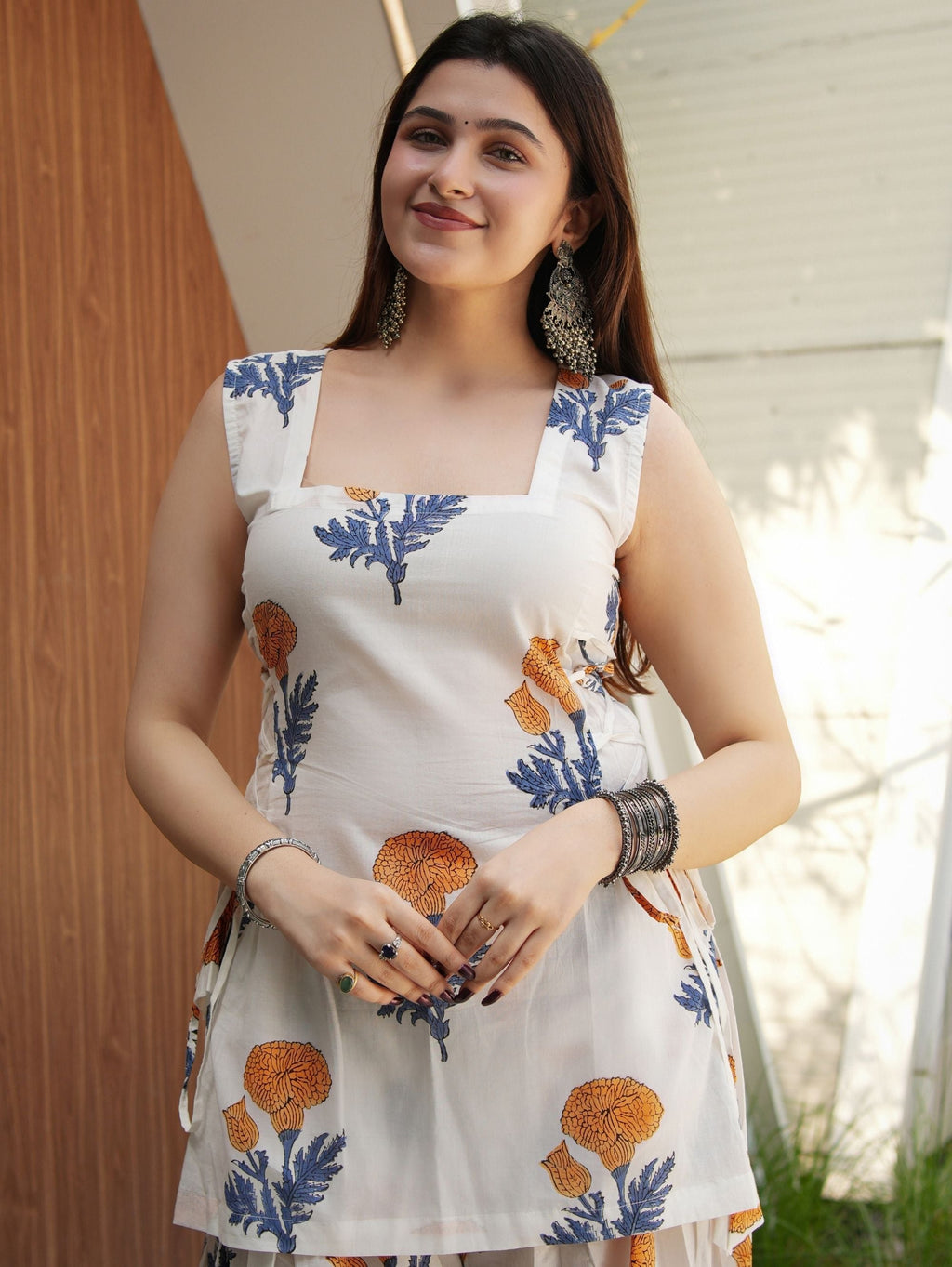 Apsara White & Yellow Two Piece Farshi Set