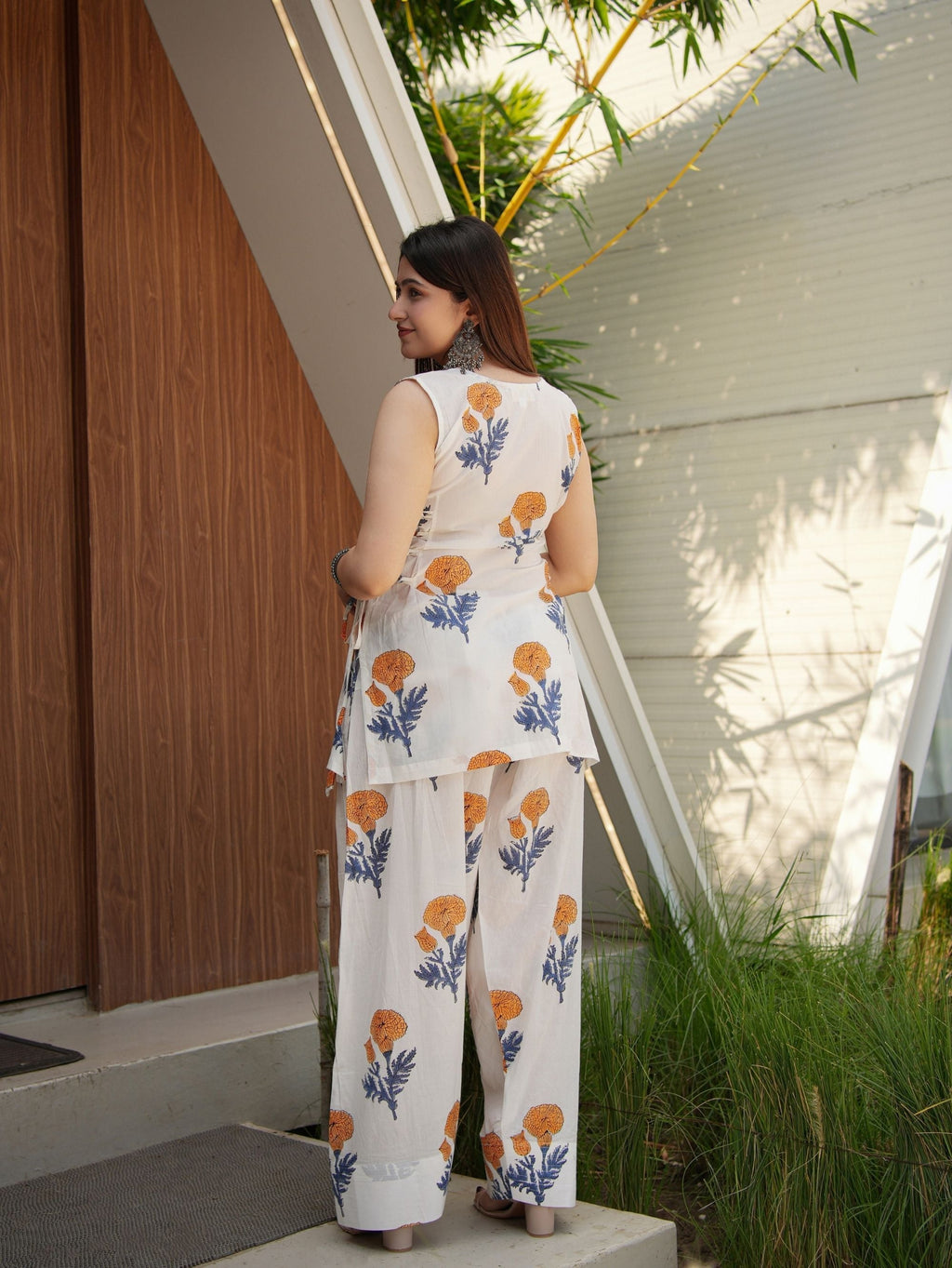 Apsara White & Yellow Two Piece Farshi Set