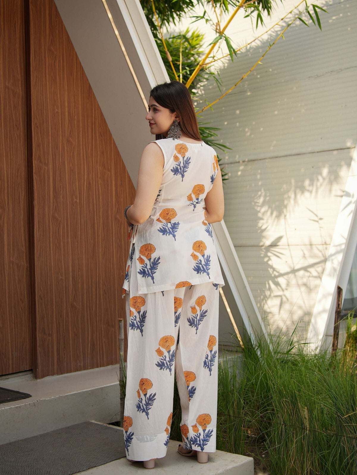 Apsara White & Yellow Two Piece Farshi Set