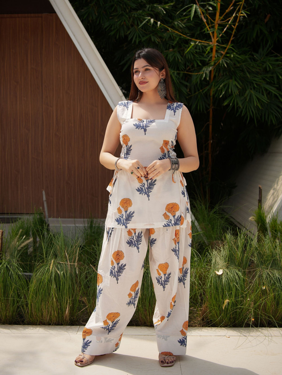 Apsara White & Yellow Two Piece Farshi Set