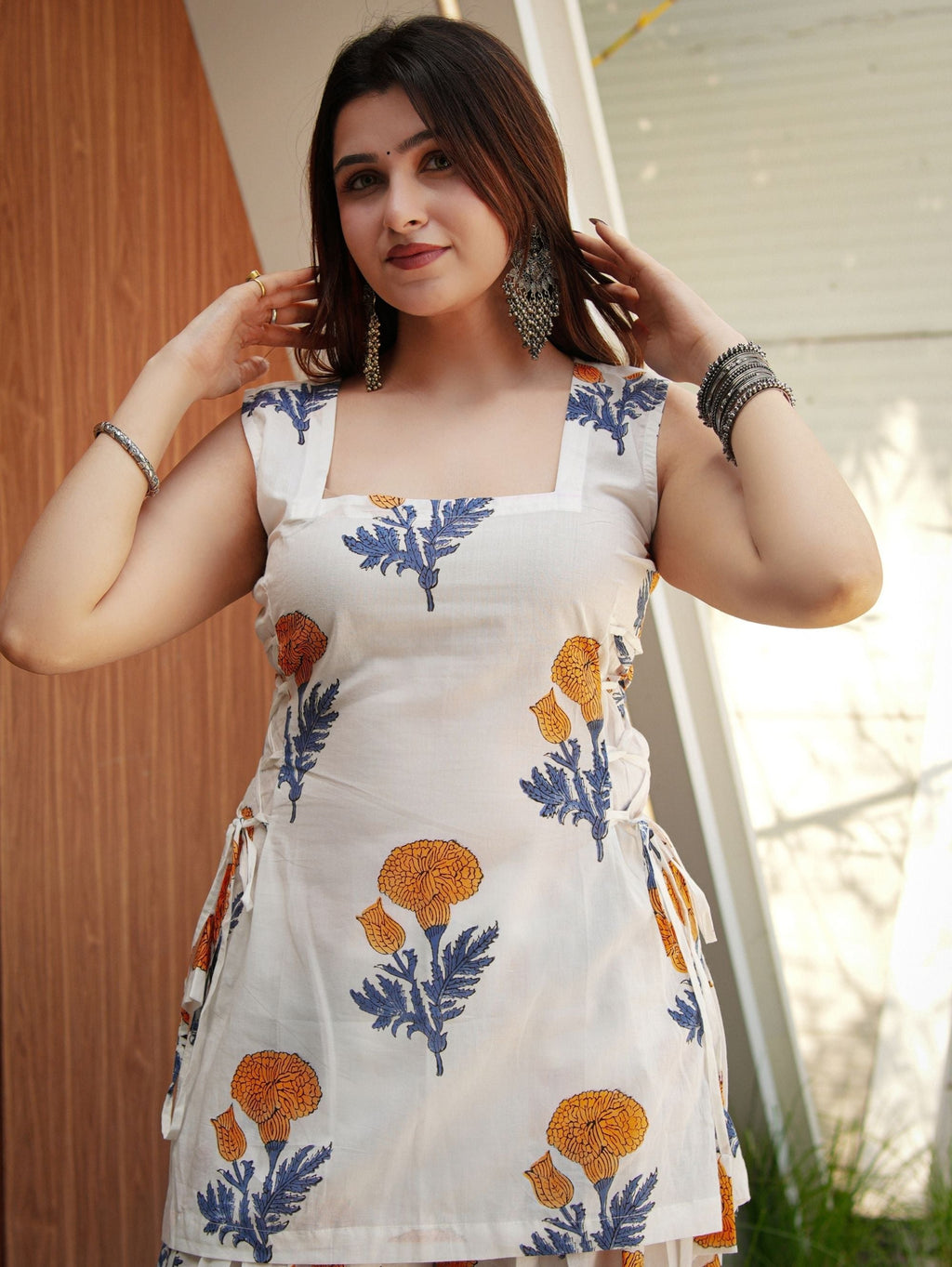 Apsara White & Yellow Two Piece Farshi Set