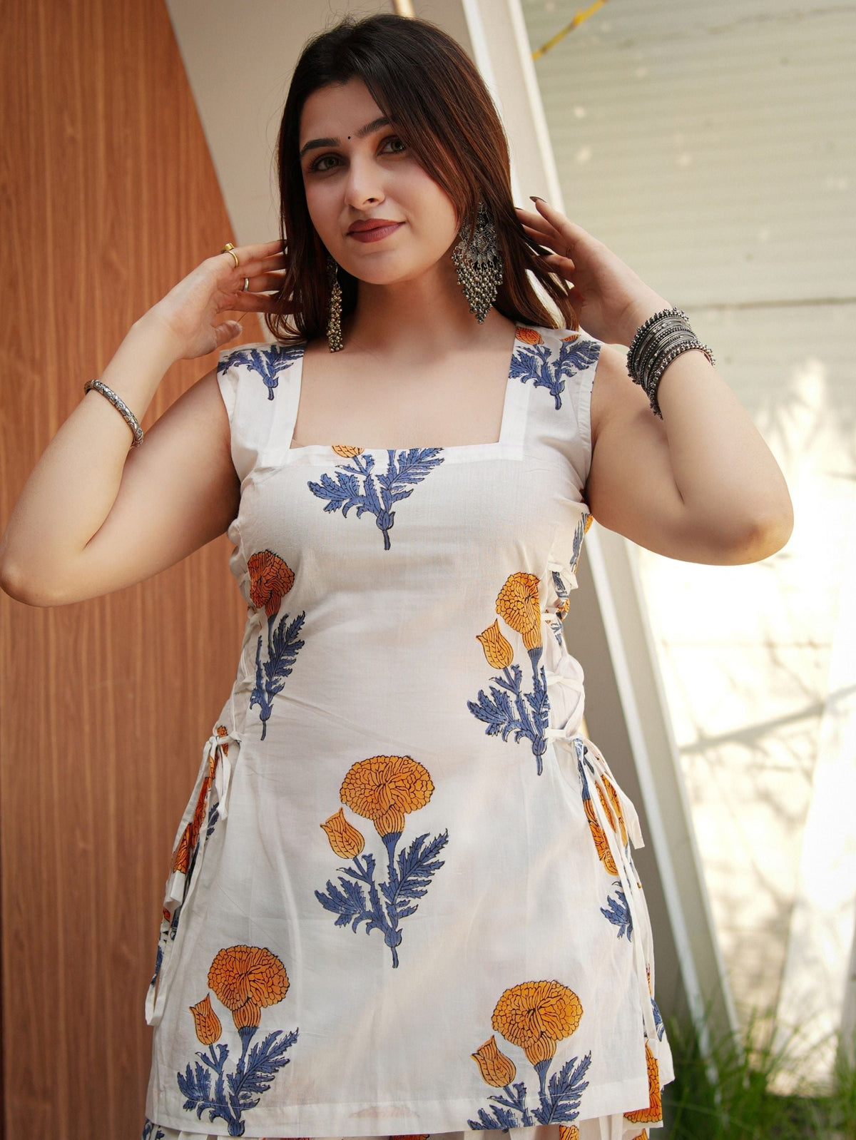 Apsara White & Yellow Two Piece Farshi Set