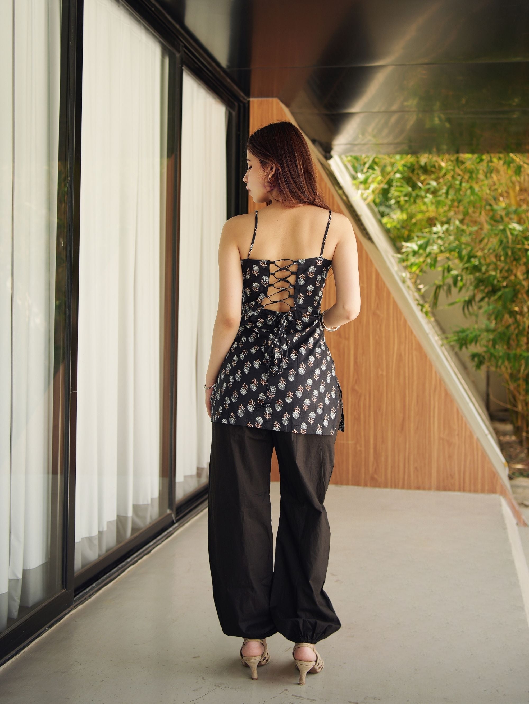 Urvi Black Cotton Two Piece Set