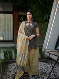 Mandana Black & Beige Three Piece Straight Set