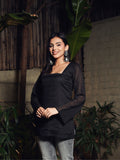 Kajal Black Mul Cotton Short Kurti