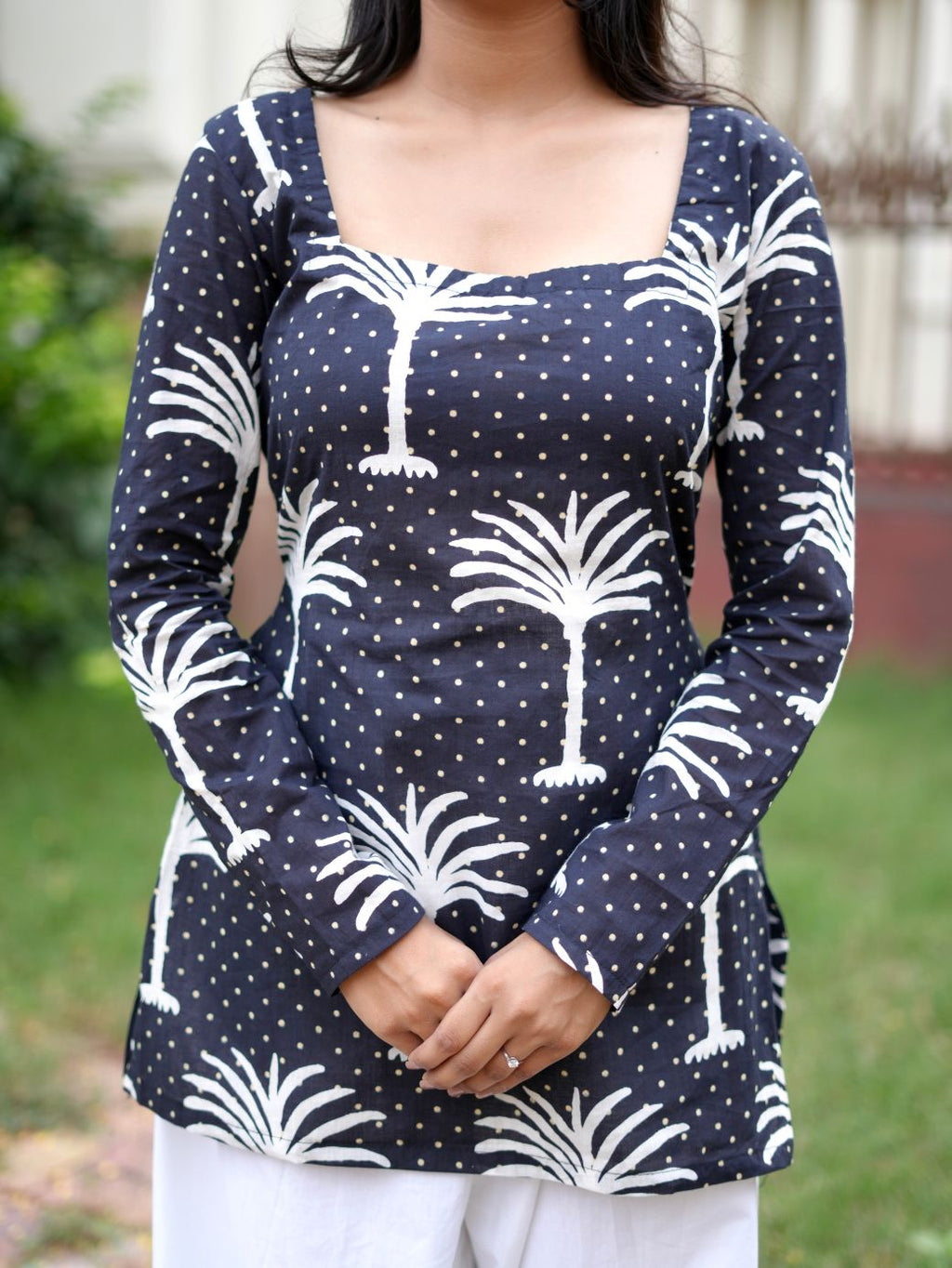 Palm Tree Print Cotton Kurti