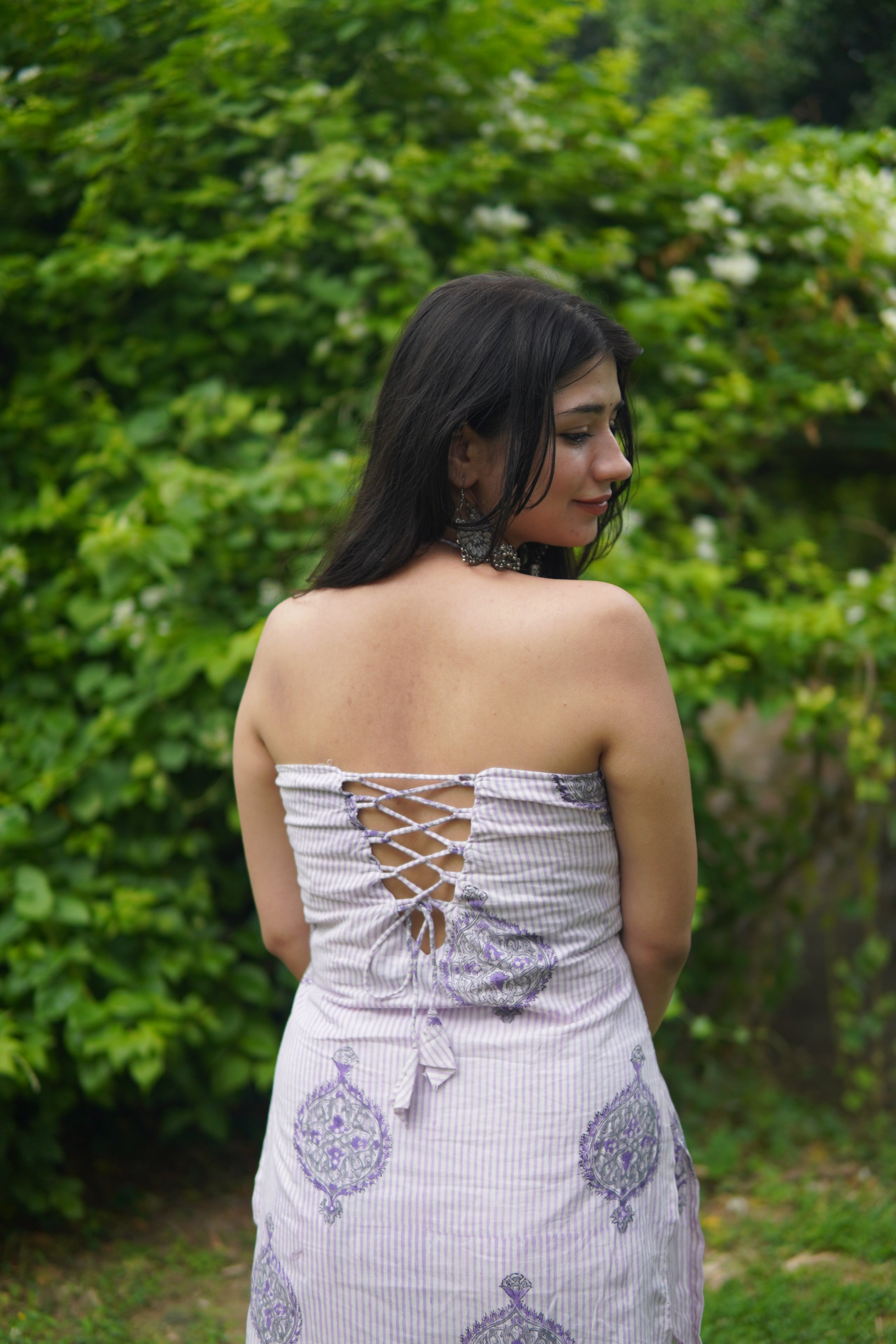 Lavender handblock set (with pakistani salwar)
