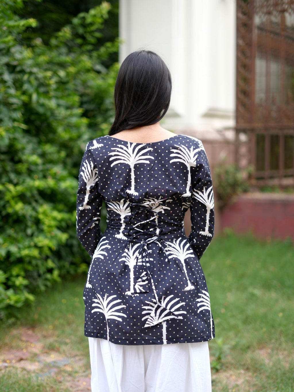 Palm Tree Print Cotton Kurti with (Farshi Salwar)