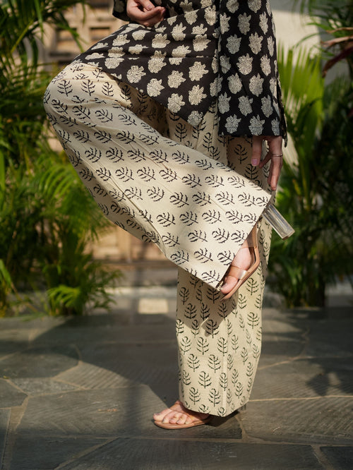 Jasmin Black Cotton Kurta Set with Farshi Salwar with Cotton Dupatta