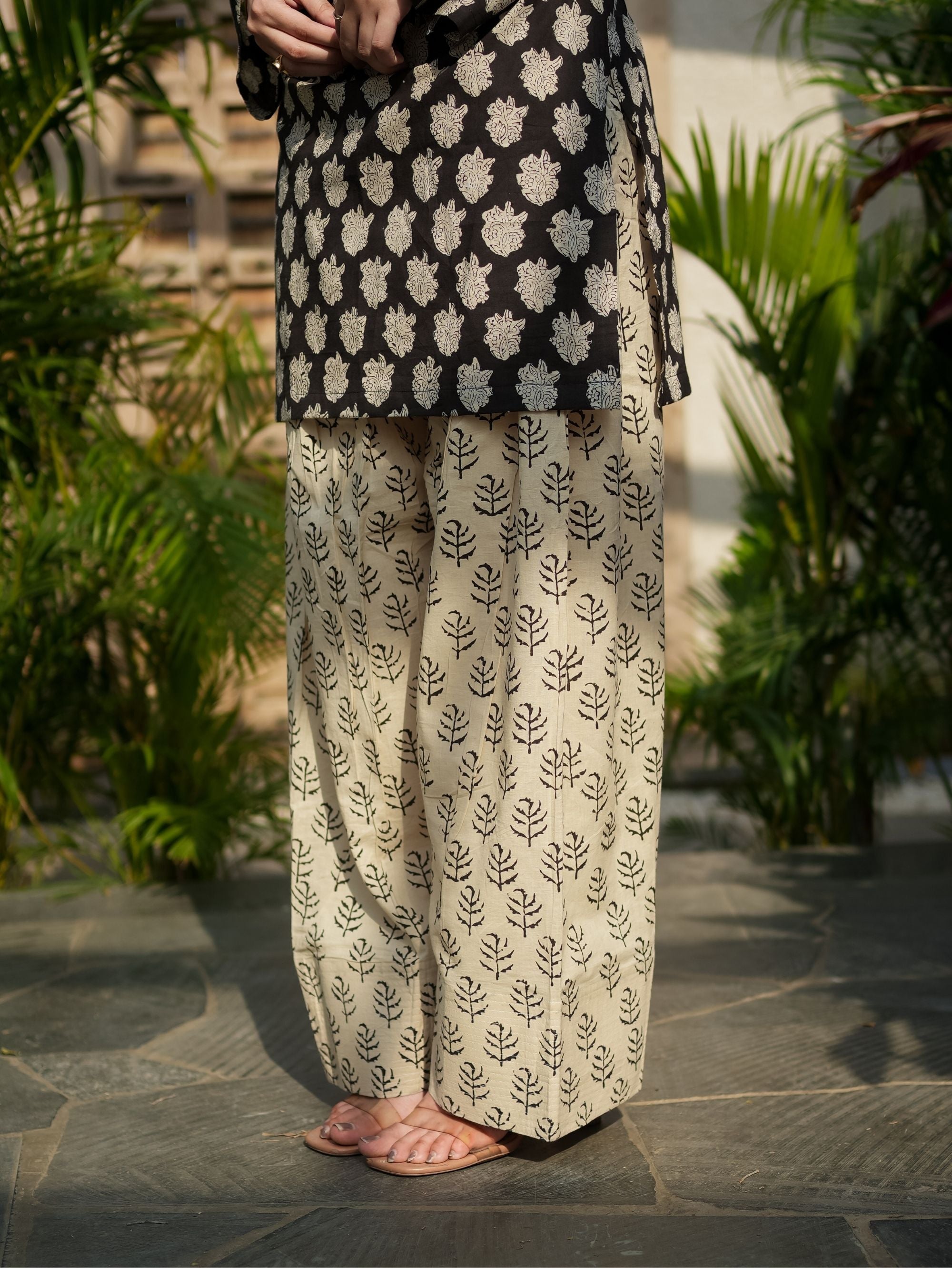 Jasmin Black Cotton Kurta Set with Farshi Salwar with Cotton Dupatta