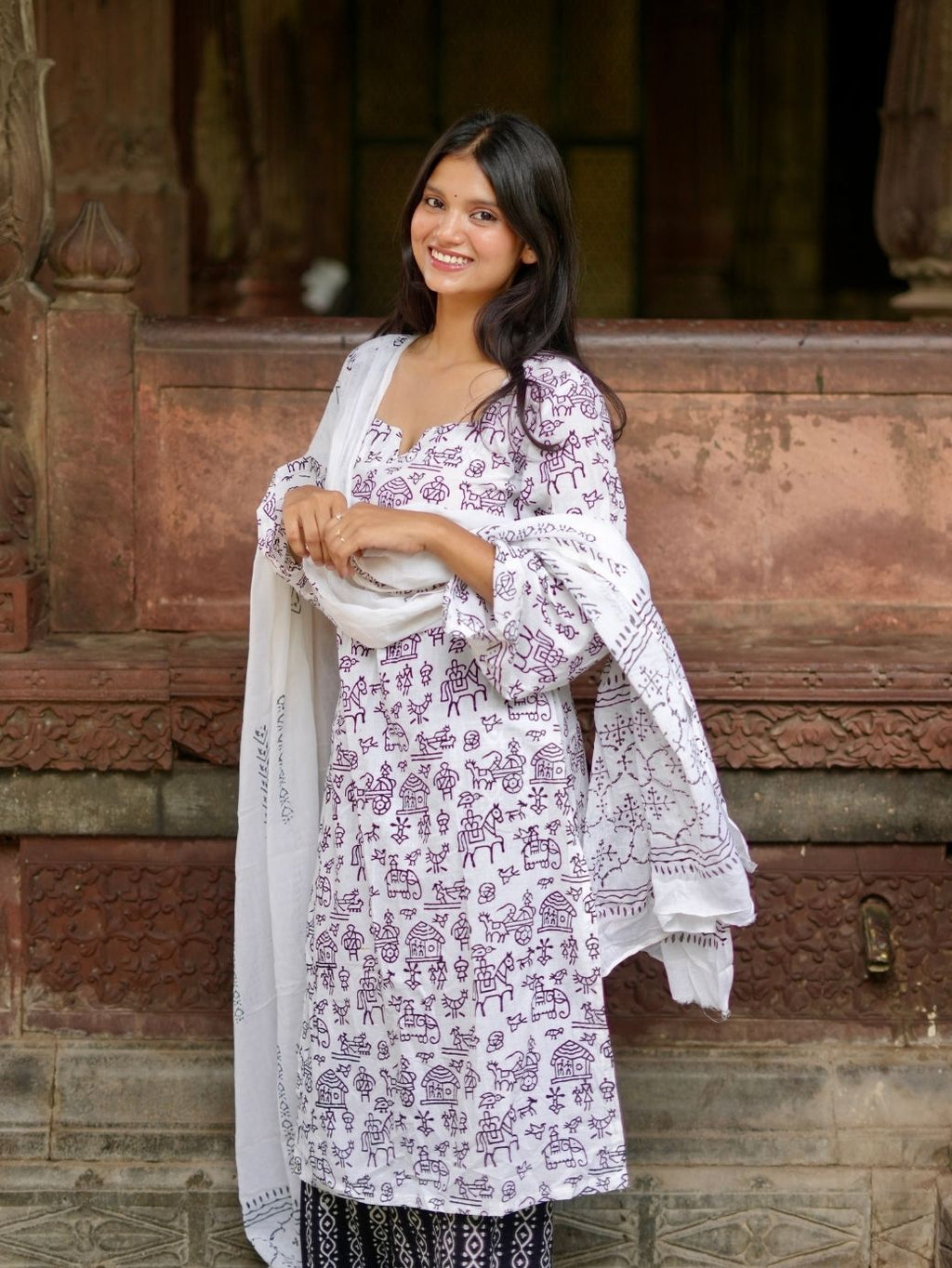 Madhavi Hand Print Kurta Set