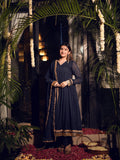 Mishti Navy Blue Three Piece Alia Cut Anarkali Set