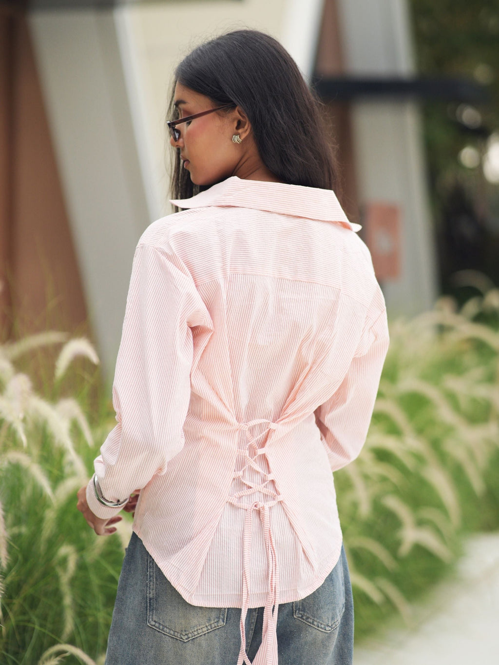 Veronika Corset Back Cotton Shirt for Women