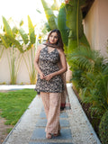Dark Lily Black Cotton Halter Kurta Set with Palazzo and Dupatta