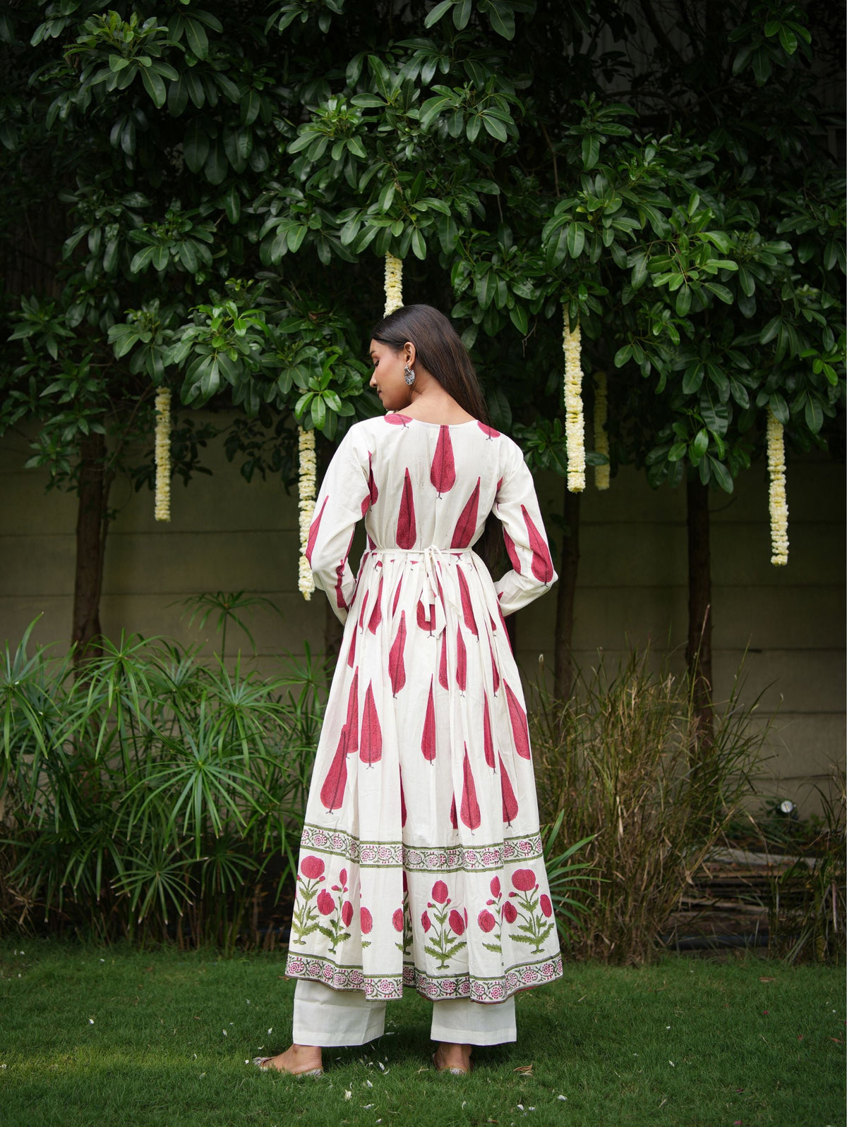 Shagun Red & White Three Piece Anarkali Set