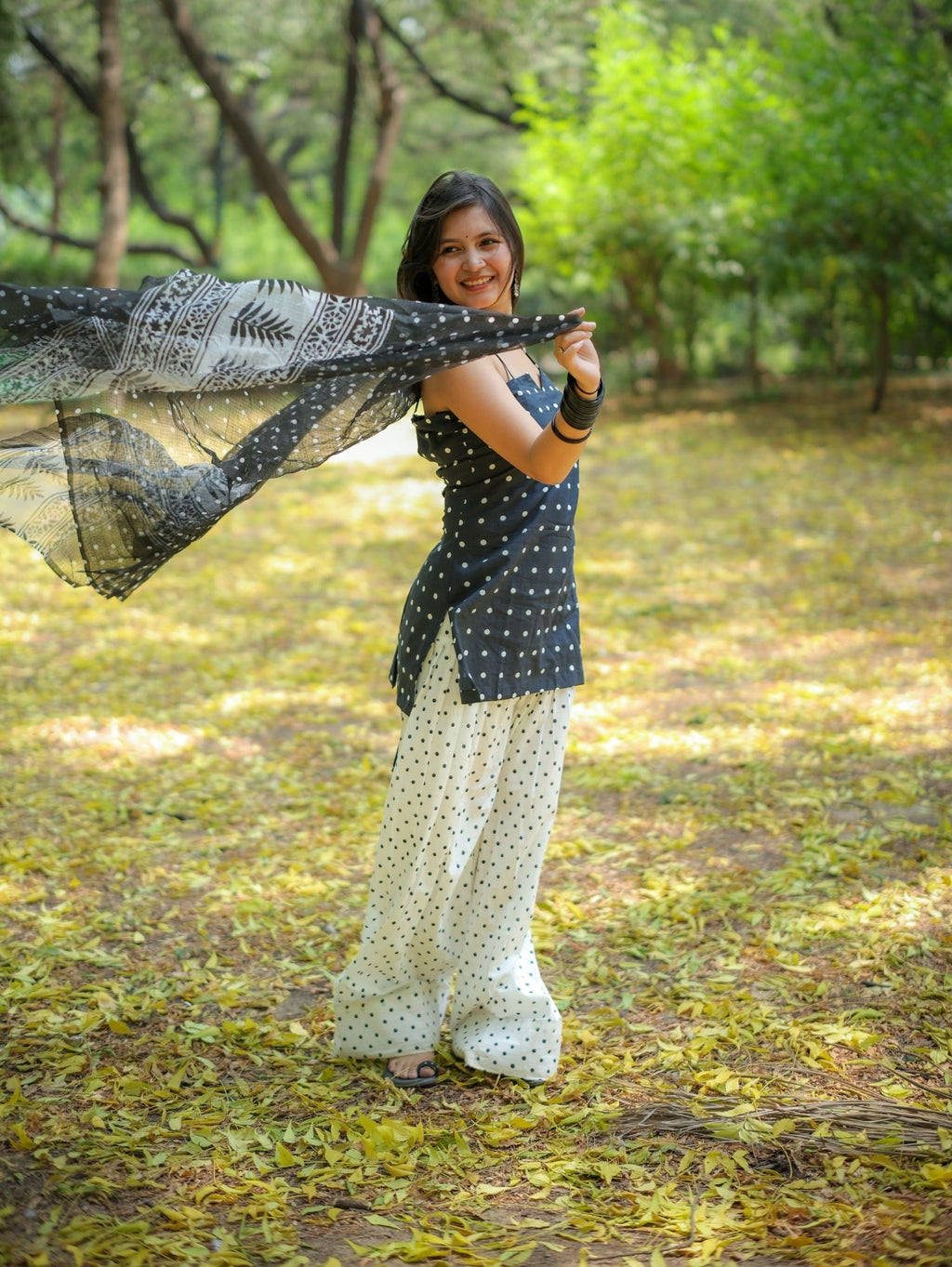 Ivory Noir Black & White Farshi Salwar Set with Dupatta