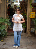 Jasmin Ivy White Embroidered Short Kurti for Women