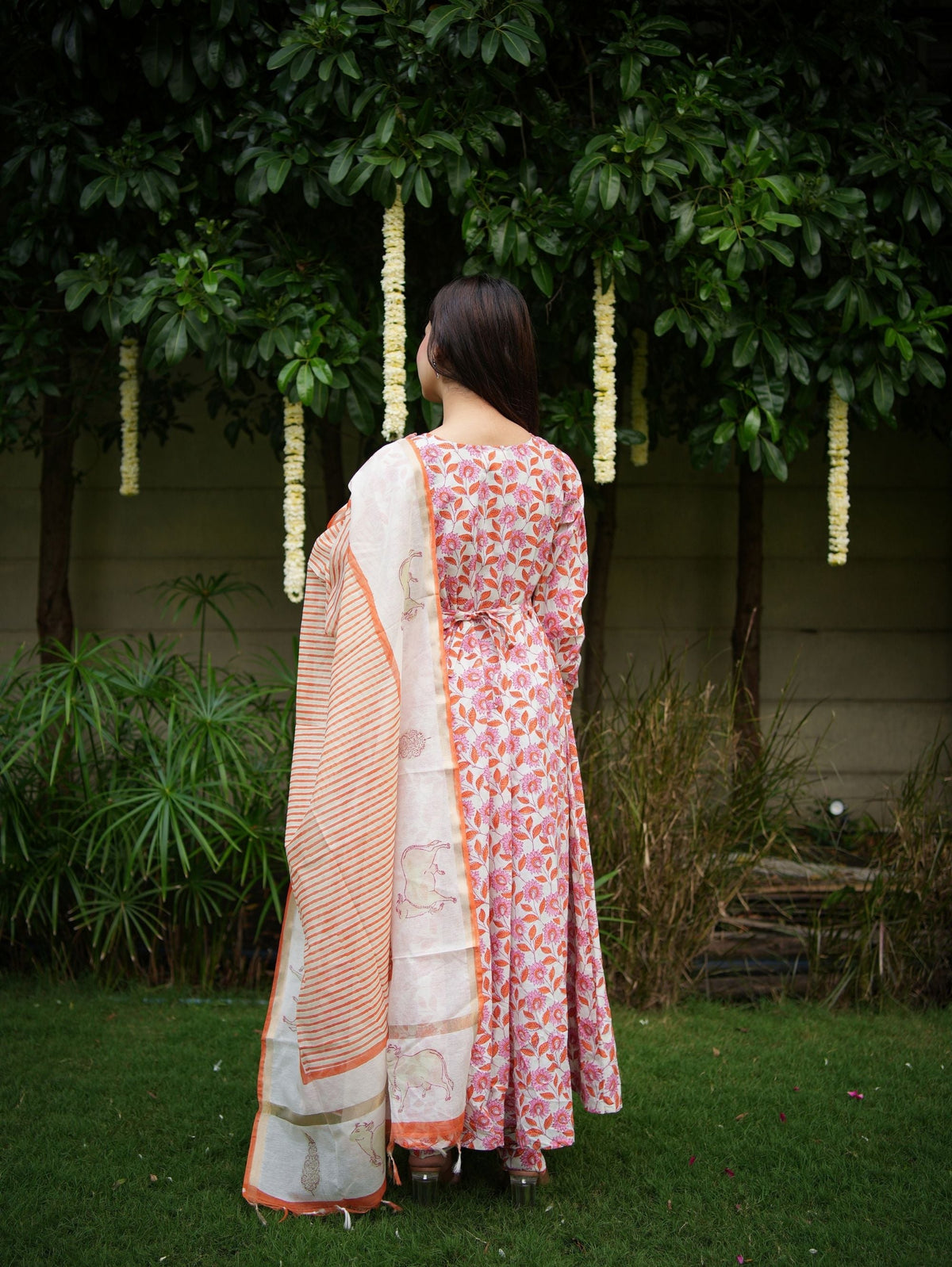 Gauri Three Piece Handblock Anarkali Set