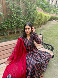 Black paisley anarkali gher set