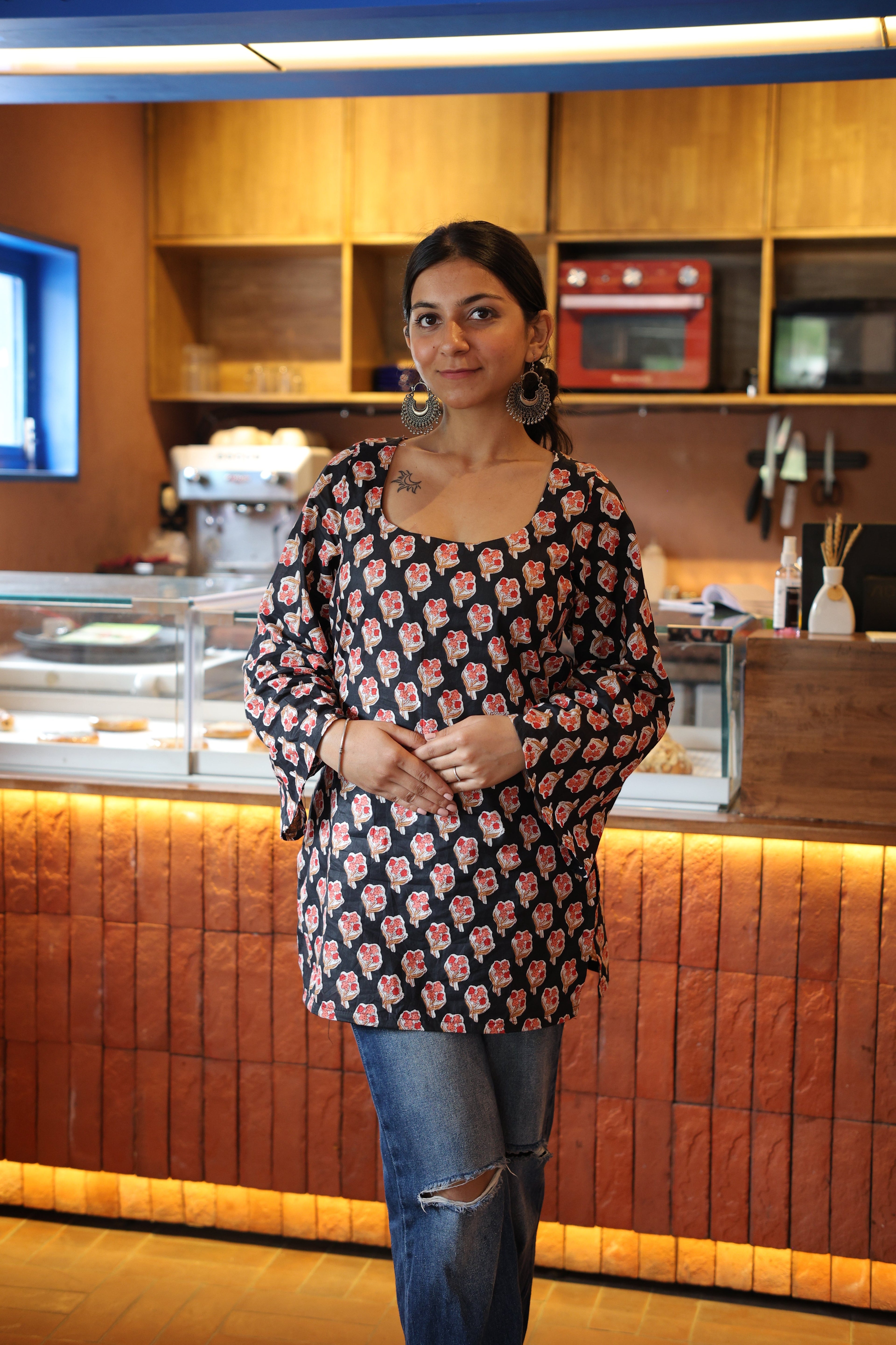 Midnight Mogra Short Kurti