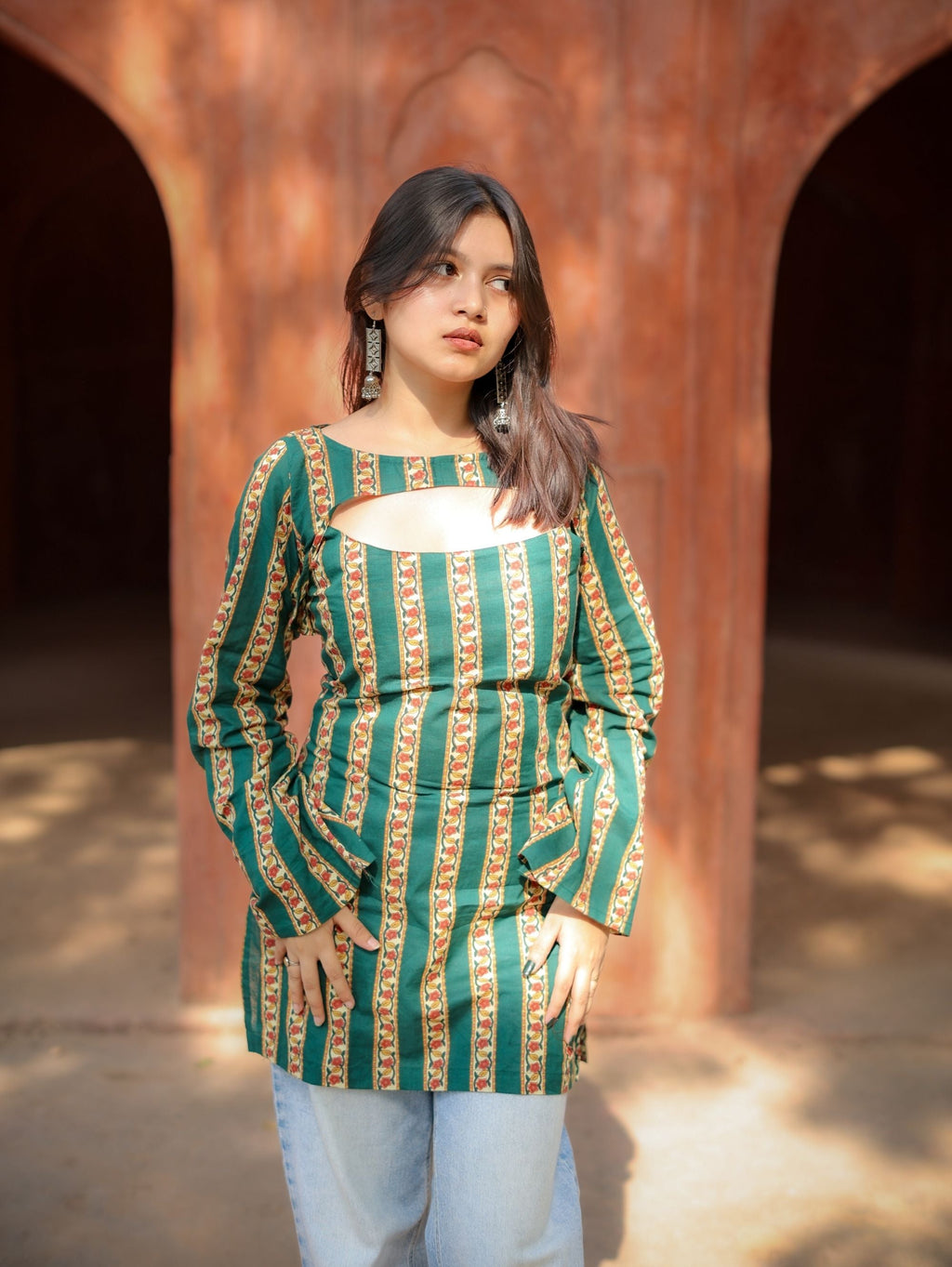 Mintora Green Convertible Short Kurti Set for Women