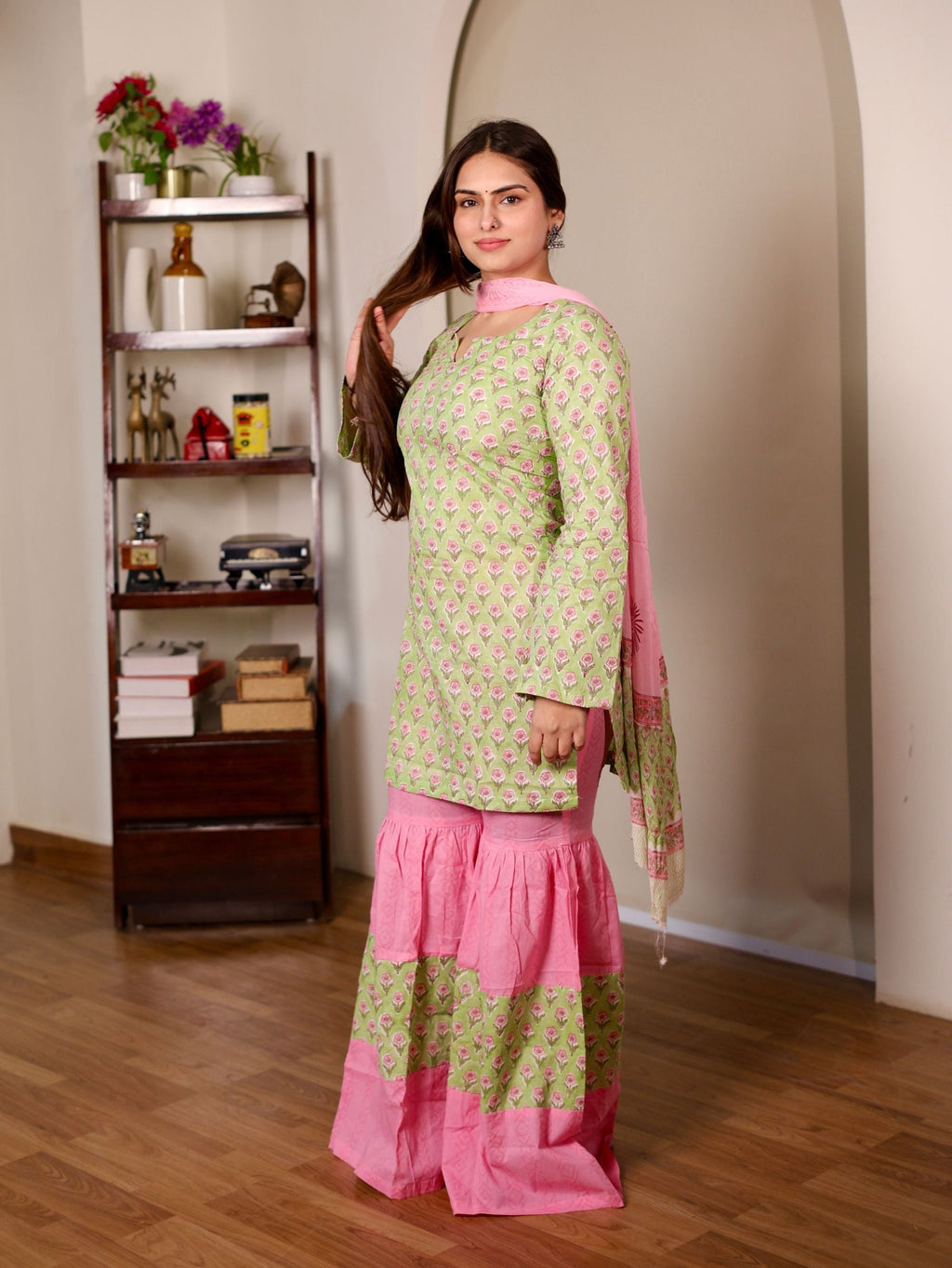 Darya Cotton Sharara Set with Chiffon Dupatta