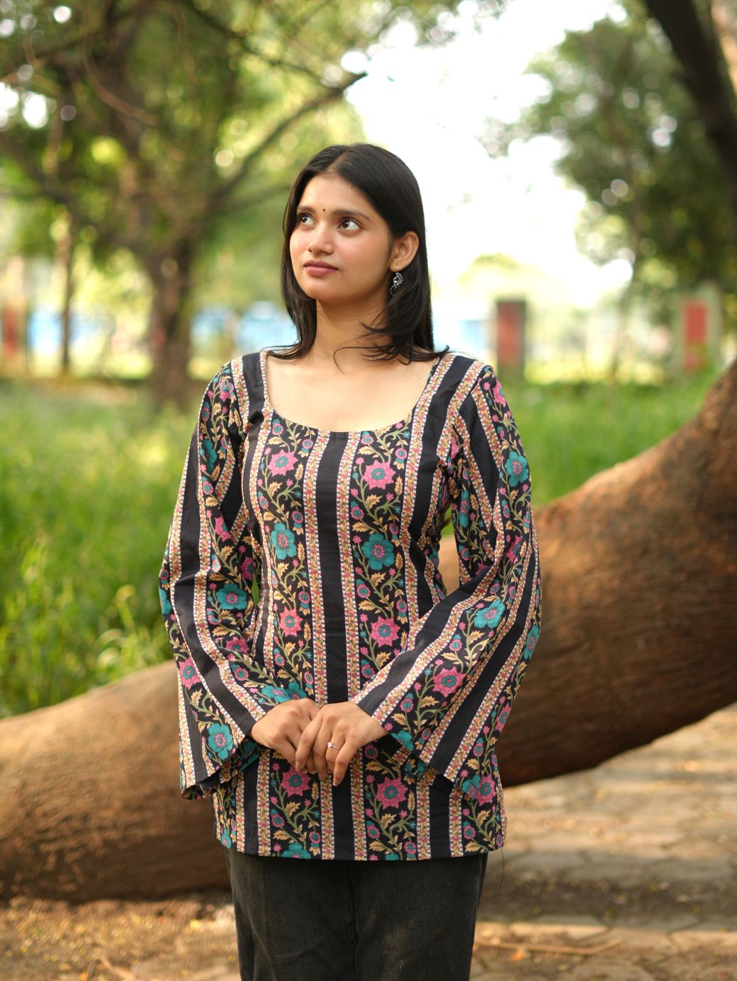 Midnight Bloom Short Kurti