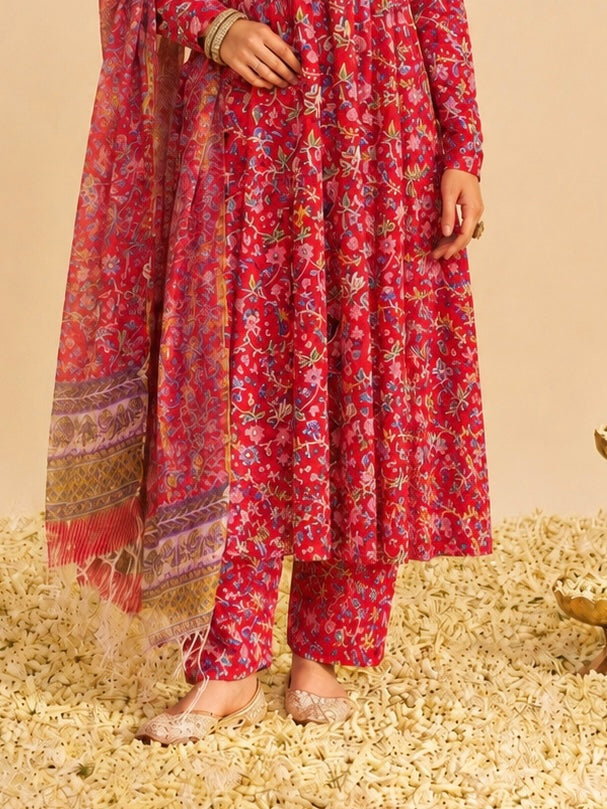 Cotton Riwaz Three Piece Anarkali Set